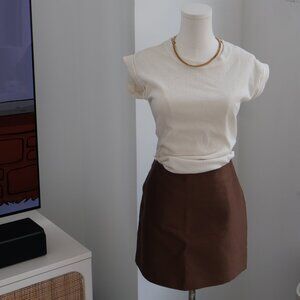 NWT Silk & Wool Blend Mini Skirt - Amber Brown